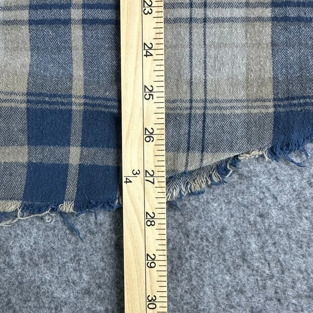 Retrofit Mens‎ Large Plaid Distressed Flannel Shirt Blue Tan Grunge